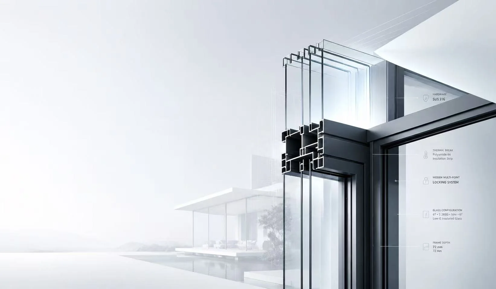 Modern coastal villa with aluminum lift-slide doors