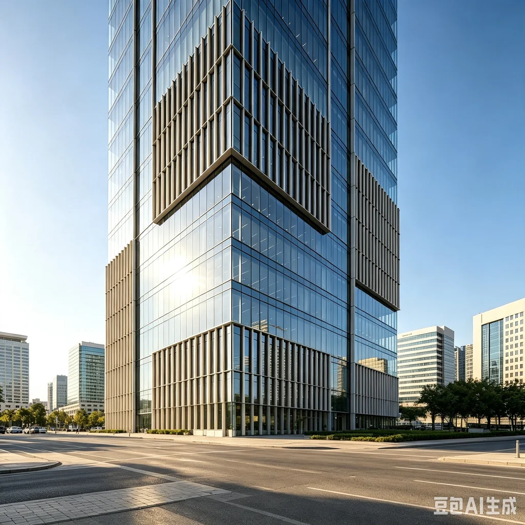 Acoustic aluminum windows on modern commercial tower facade with reflective glazing — StarveilBuild