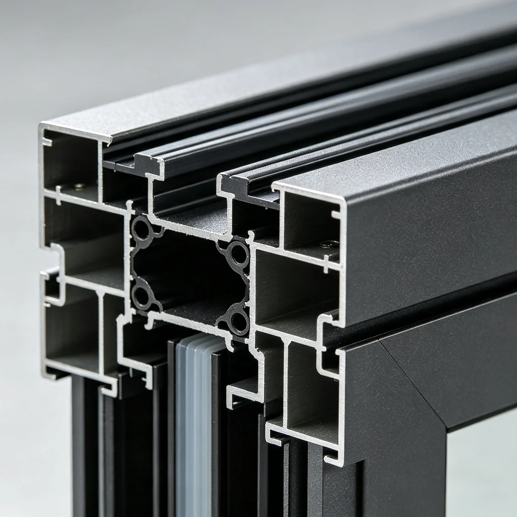 Reinforced aluminum impact window profile cross-section for high wind-load configurations