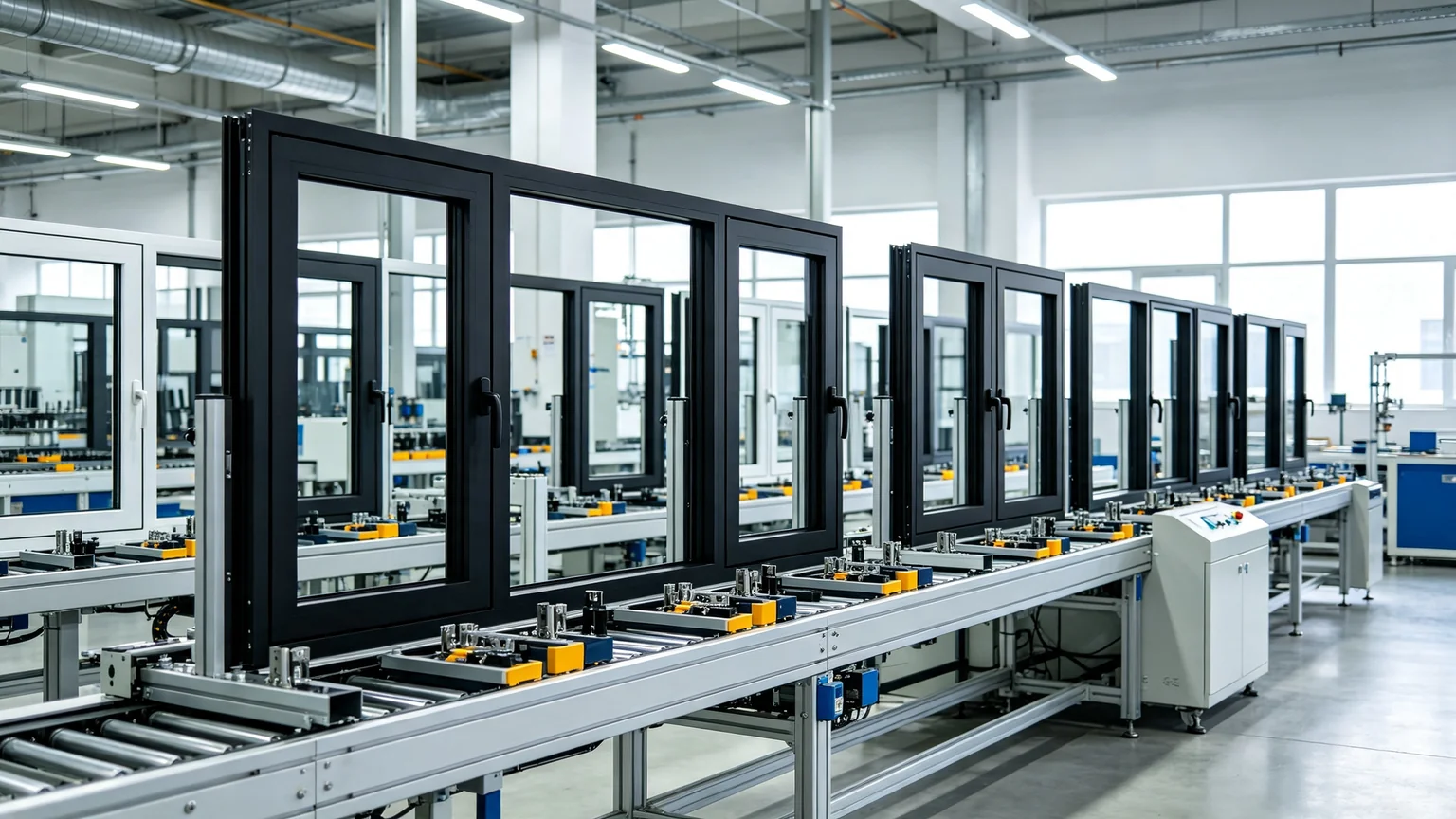 Aluminum tilt and turn window factory assembly line production with quality control stations — Starveil Build