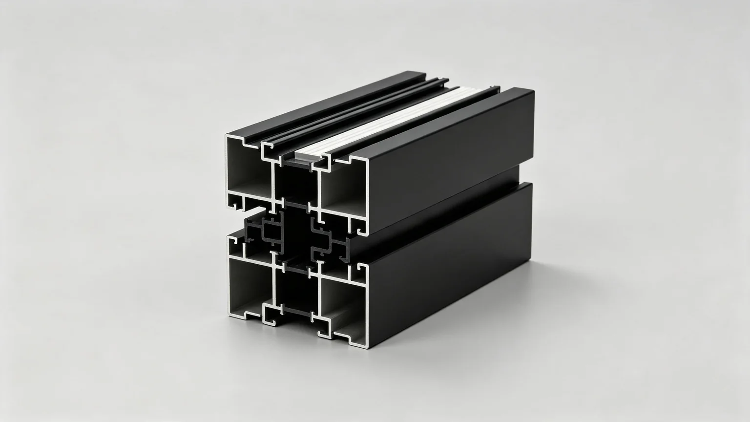 Aluminum tilt and turn window thermal break multi-chamber profile cross-section with PA66 polyamide strips — Starveil Build