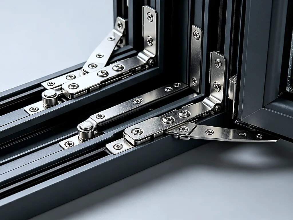 Premium Hardware Detail — 316 stainless steel hinges, multi-point locking system, flush bolt, concealed ha...