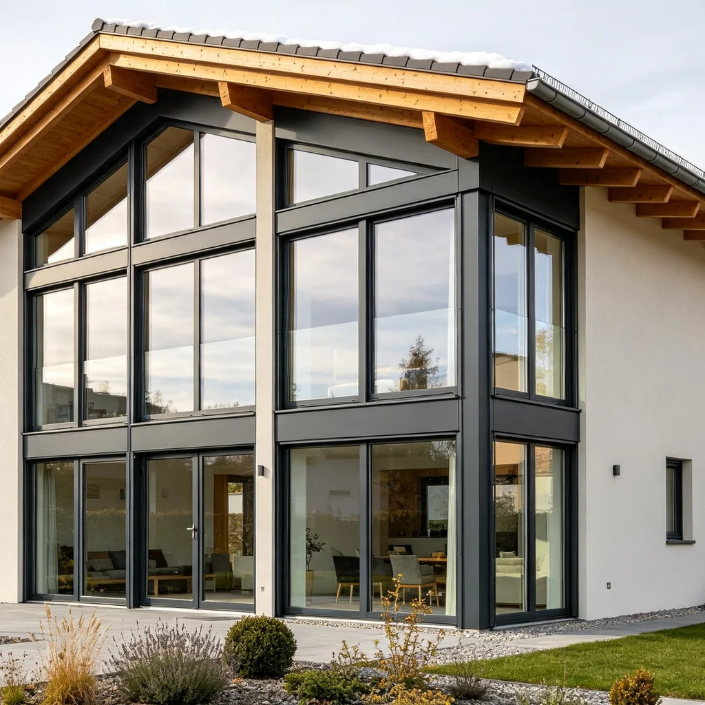 passive house window in munich villa, Uw0.8 ultra slim frame