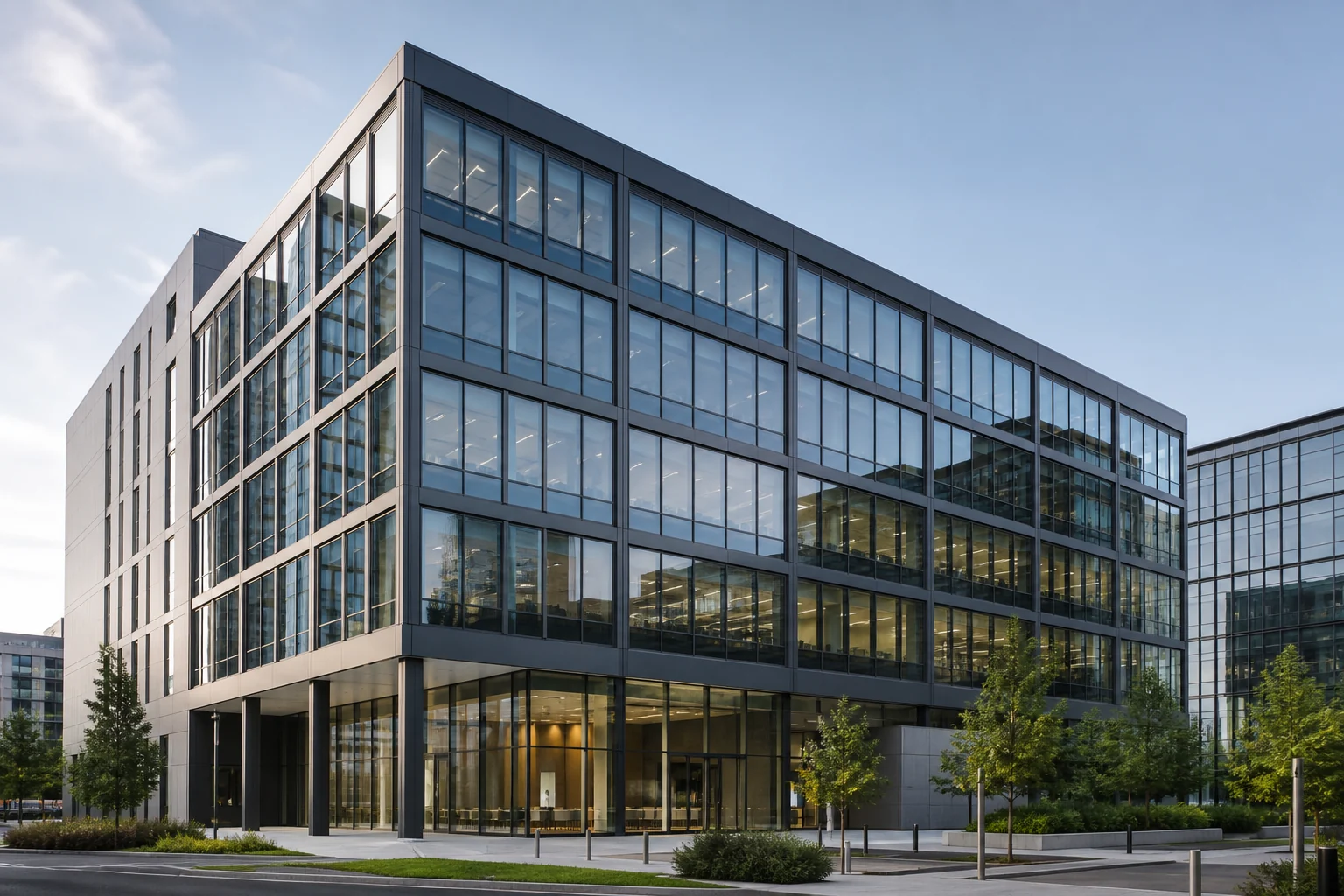 Commercial office aluminum curtain wall